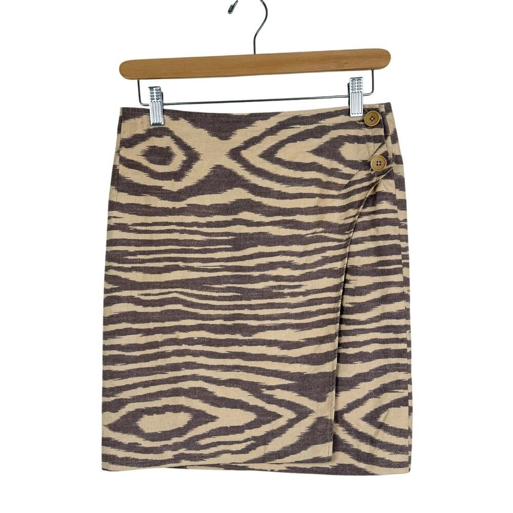 Vintage Ralph Lauren Country Ikat Print Wrap Skirt Womens 10 Cotton 80s 90s USA